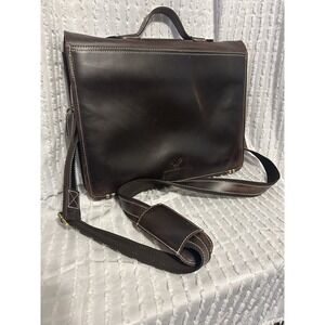 Luxeoria Deep Brown Leather Briefcase Messenger Bag With Latch